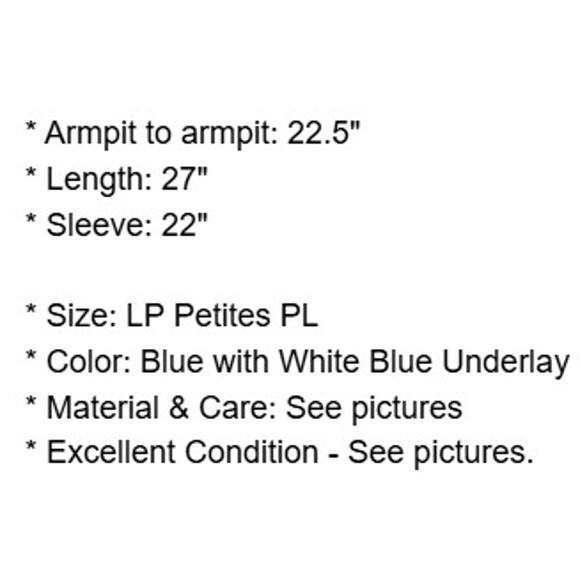 J Jill Sweater Petites LP PL Blue with White Blue Underlay Stretch Knit - Picture 4 of 15